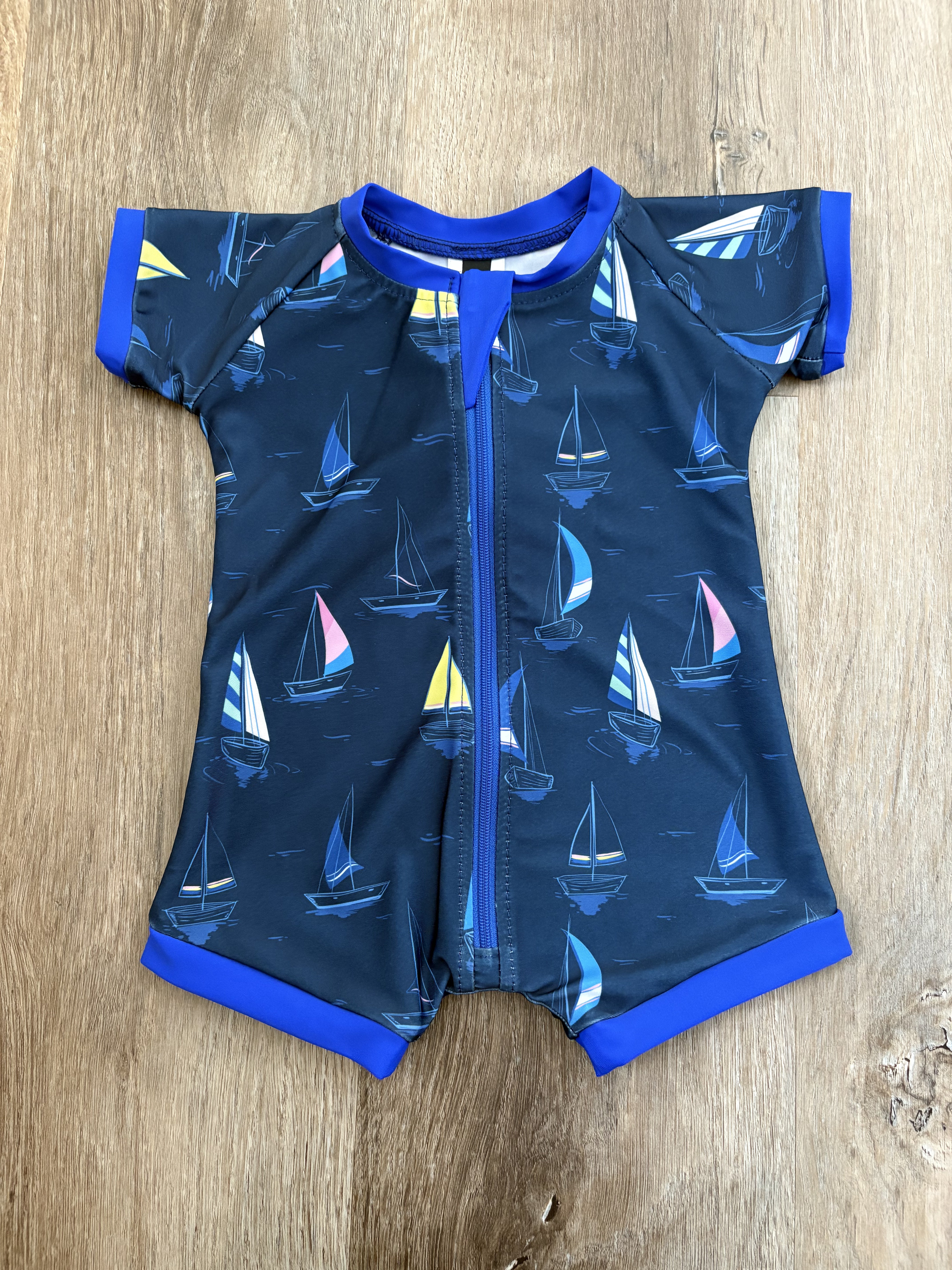 Sail Boats Sunday Swim Zip Suit