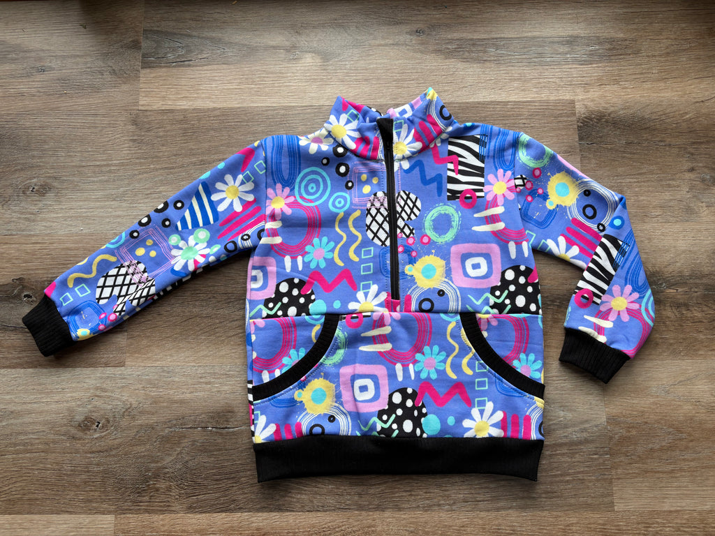 Abstract Lilac Half Zip Pullover