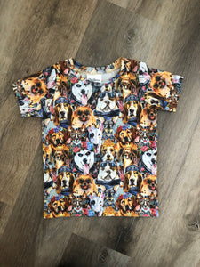 Who let the dogs out T-shirt size 4